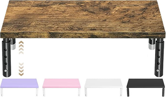 ECOLOVI Adjustable Wood Computer Monitor Stand Riser, Office Desk Organizer and by ECOLOVI