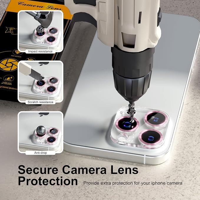 for 6 Pack iPhone 15 Pro/iPhone 15 Pro Max Camera Lens Protector 9H Tempered - Image 4