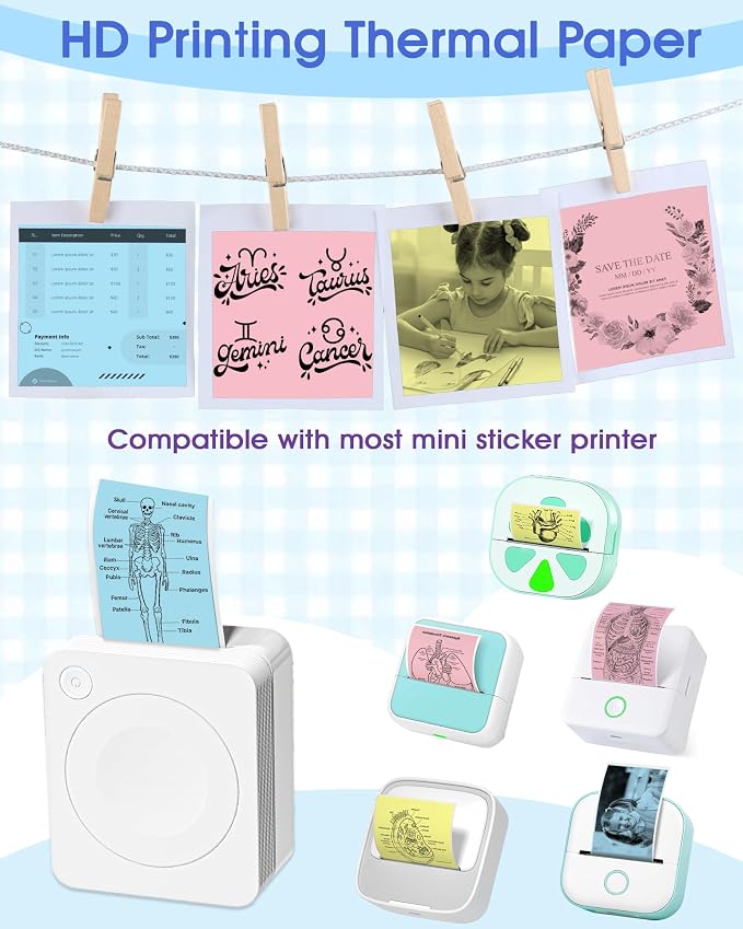 12 Rolls Mini Thermal Printer Sticker Paper Self-Adhesive, Notebuddy Mini - Image 3