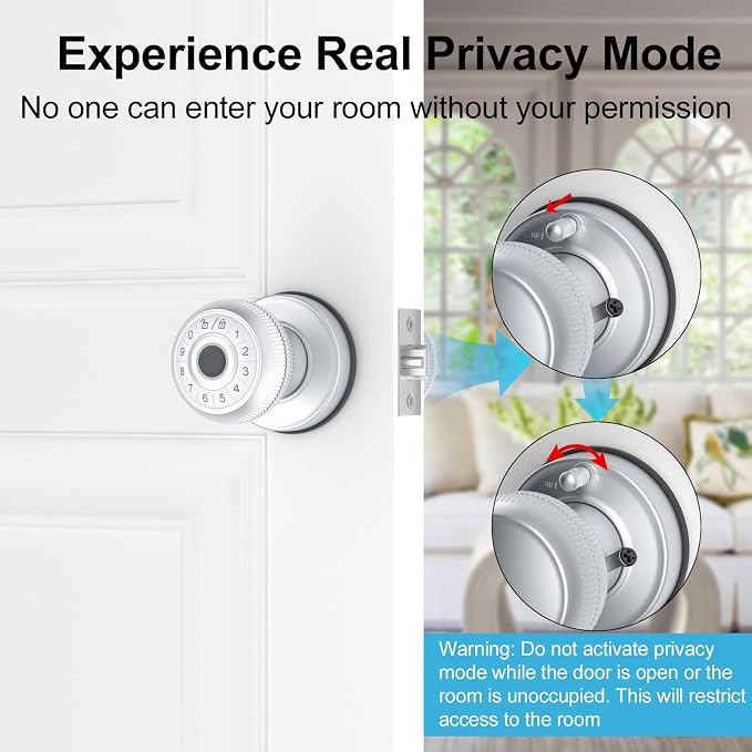 BIWIBON 4-in-1 Smart Door Knob, Fingerprint Door Knob - Image 4