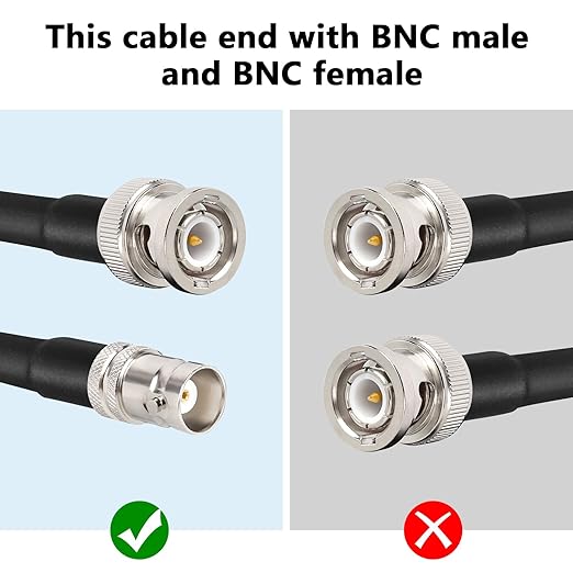 MOOKEERF BNC Male to BNC Female Coaxial Cable 50 ohm RG8X Coax Ultra Low Loss - Image 3