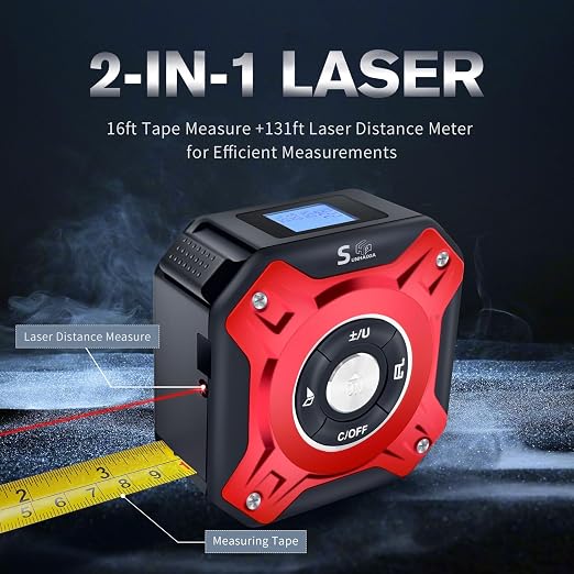2 in 1 Laser Tape Measure with Level | 131ft/40M Laser Distance Meter Display - Image 3