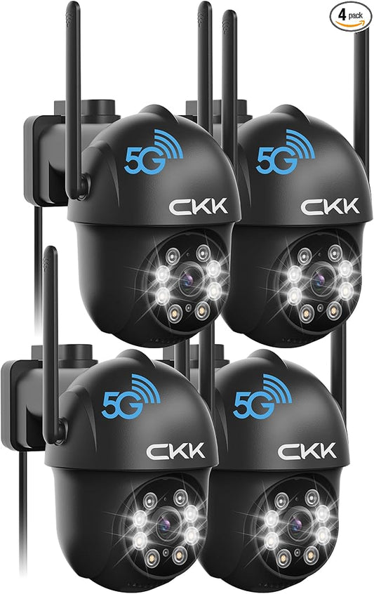 CKK 2K Security Camera Outdoor Corded Power, 360° Pan-Tilt, Color Night Vision by CKK