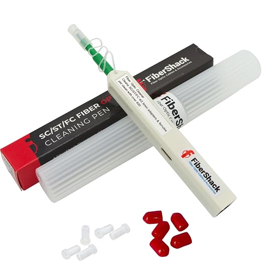 Fibershack - 2.5mm Fiber Optic ST Cleaner Pen & Dust Caps - FC & SC Fiber by Fibershack
