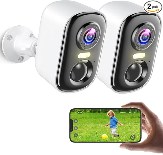 2K Security Cameras Wireless Outdoor, 2 Pack Battery Powered WiFi Cameras by MISECUSecurityCamera