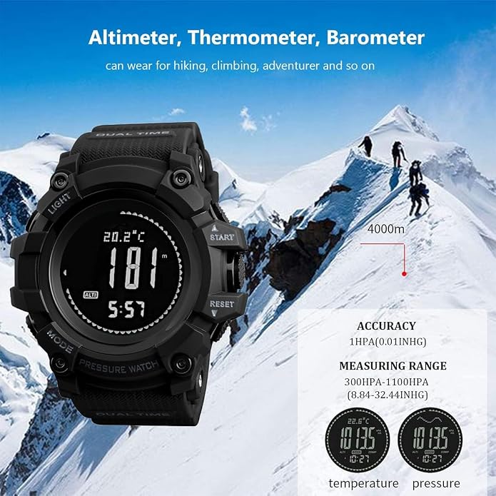 Watch Compass, Altimeter Barometer Thermometer Temperature, Military Army - Image 2