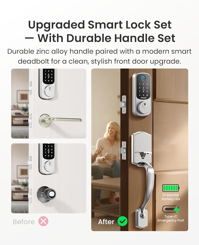 DESLOC B200 Fingerprint Front Door Lock Set - Image 2