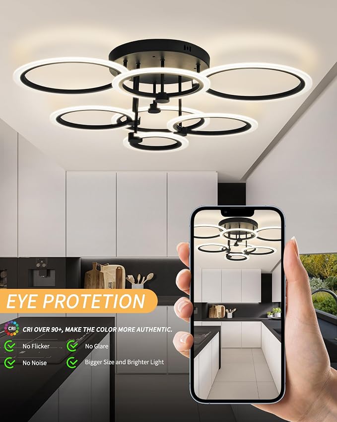 Modern LED Ceiling Light 7 Rings Dimmable Fixtures - Image 7