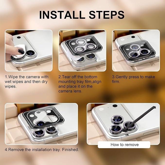 Misea Compatible for iPhone 17 Pro/iPhone 17 Pro Max Camera Lens Protector Bling - Image 7