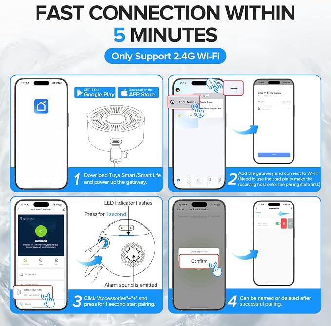 Nuleto WiFi Water Leak Detector 1s, Smart Water Sensor Alarm, Water Alarm - Image 6