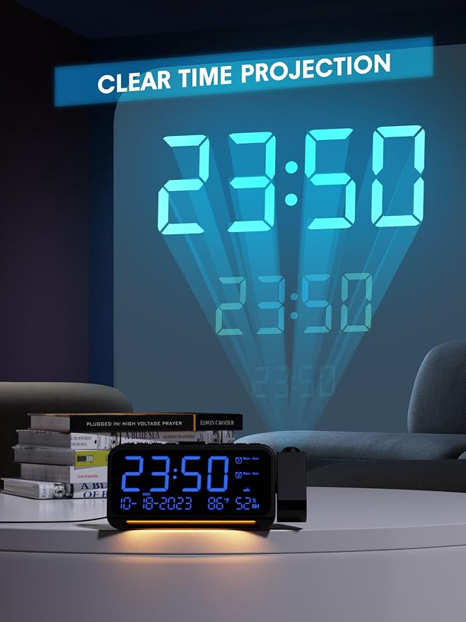 Mesqool Projection Alarm Clock for Bedroom Ceiling, Digital Clock Projector - Image 3