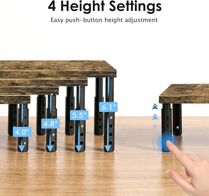 ECOLOVI Adjustable Wood Computer Monitor Stand Riser, Office Desk Organizer and - Image 2