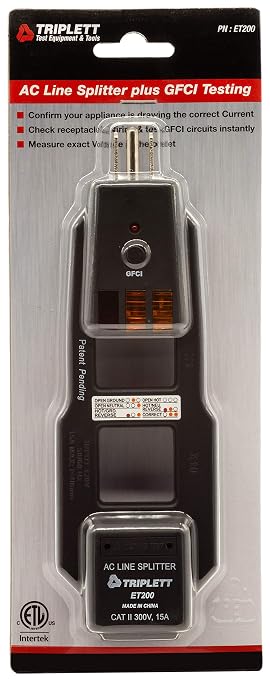 Triplett ET200 AC Line Splitter and GFCI Outlet/Receptacle Tester - Image 9