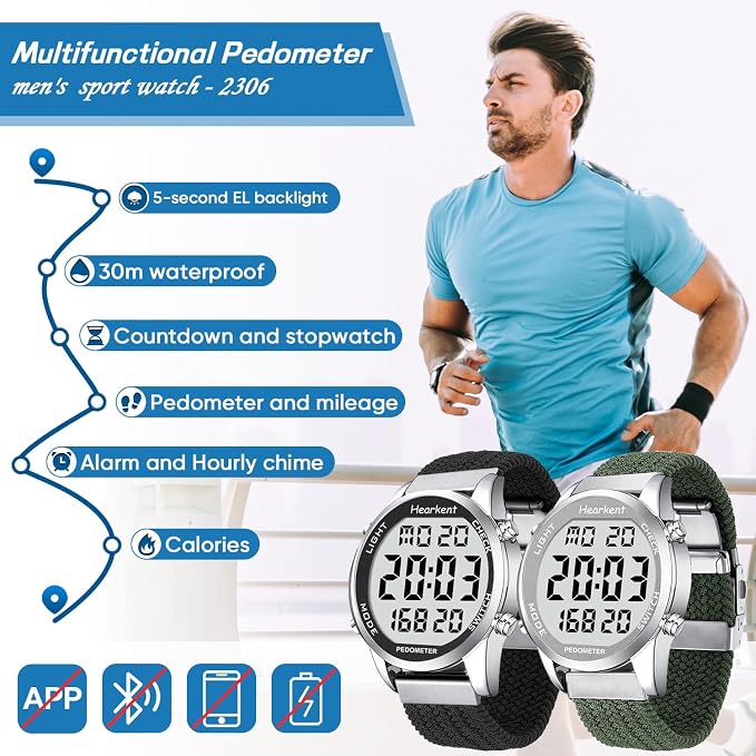 Hearkent Pedometer Watch for Walking Steps and Miles-Men&Women-Step Counter for - Image 3