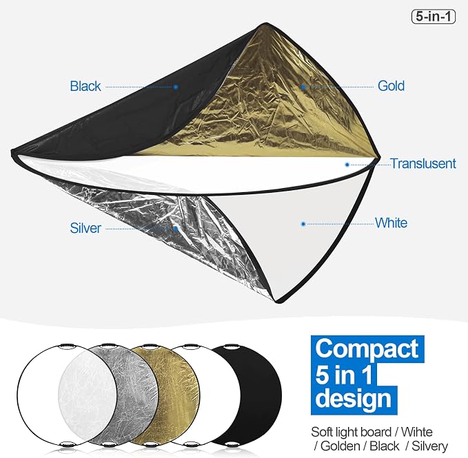 WELLMAKING 32 Inch Reflector Photography, Collapsible Light Reflector - Image 5