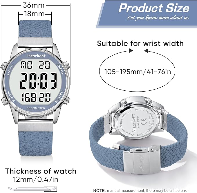 Hearkent Pedometer Watch for Walking Steps and Miles-Men&Women-Step Counter for - Image 2