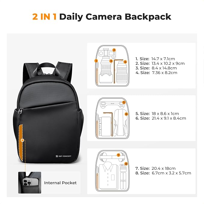 K&F CONCEPT Camera Backpack, Lightweight Camera Bag - Image 4