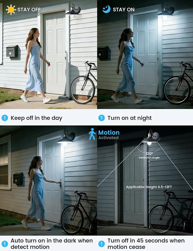 Motion Sensor Light Bulbs Outdoor 4 Packs 13W Security LED Bulb, Indoor E26 - Image 2