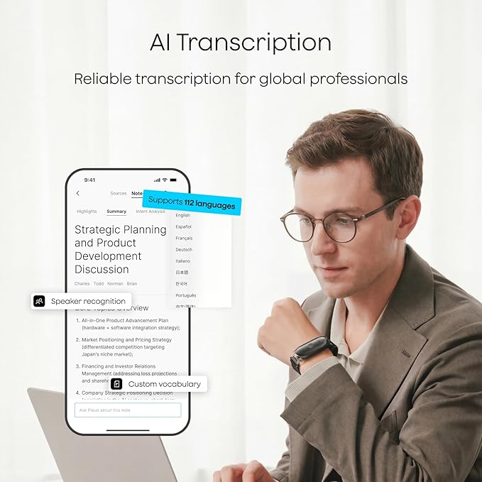 Plaud NotePin S AI Voice Recorder, Wearable AI Notetaker, AI Transcribe & - Image 5