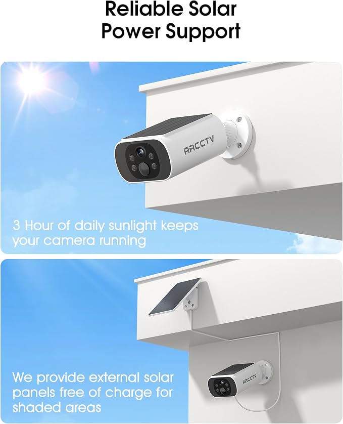 ARCCTV Solar Security Cameras Wireless Outdoor, No Monthly Fee, 2-Camera Bullet - Image 4