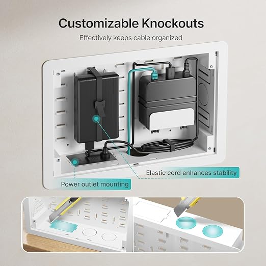 9" in-Wall Media Box, Recessed Outlet Wall Box, Structured Media Enclosure - Image 3