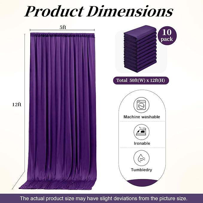 50ft x 12ft Purple Backdrop Curtains - Image 7