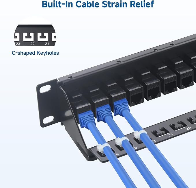 Cable Matters 1U 19-Inch 24-Port 10Gbps Cat6 Ethernet Patch Panel - Image 3