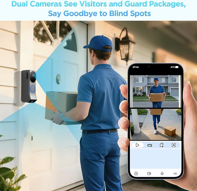 Wireless Battery Video Doorbell Dual Camera 1080P - Image 2