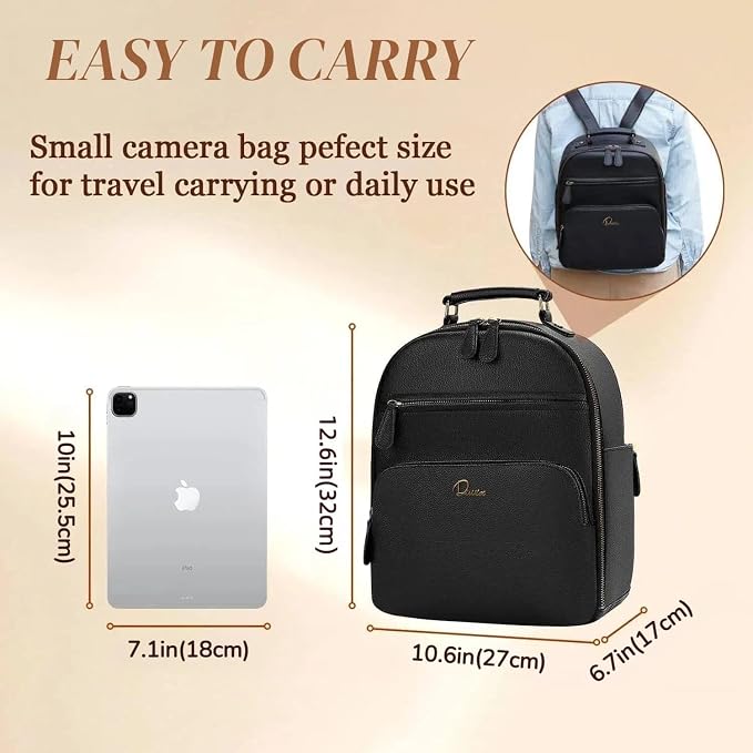 Small Camera Backpack Classic PU Leather - Image 3