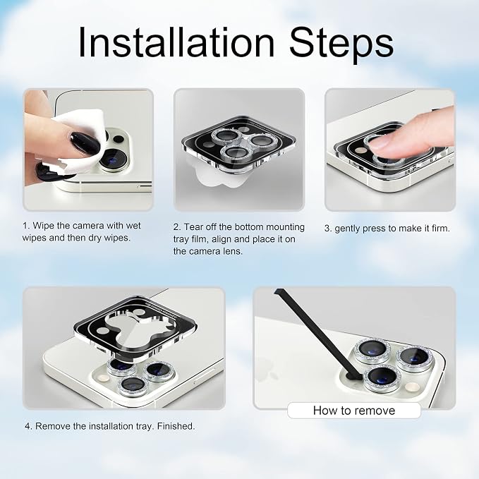 Misea for iPhone 14 Pro/iPhone 14 Pro Max Camera Lens Protector Bling, 9H - Image 7