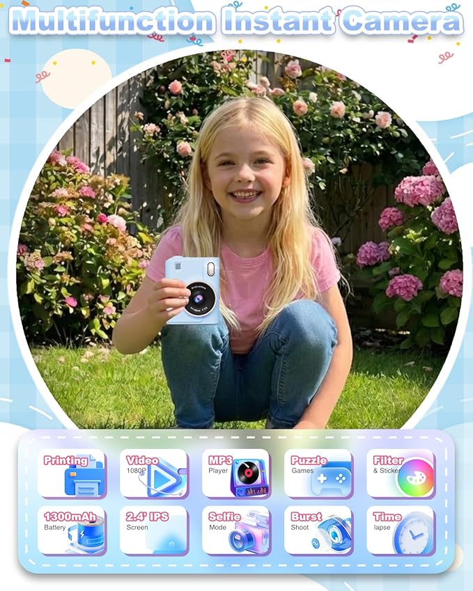 Instant Print Camera for Kids, 1080P Instant Digital Print Cameras for Toddler - Image 2