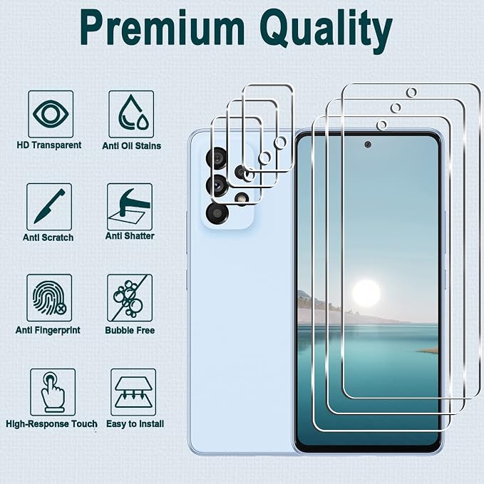 Galaxy A53 5G Screen Protector + Camera Lens Protector, HD Tempered Glass Film - Image 2