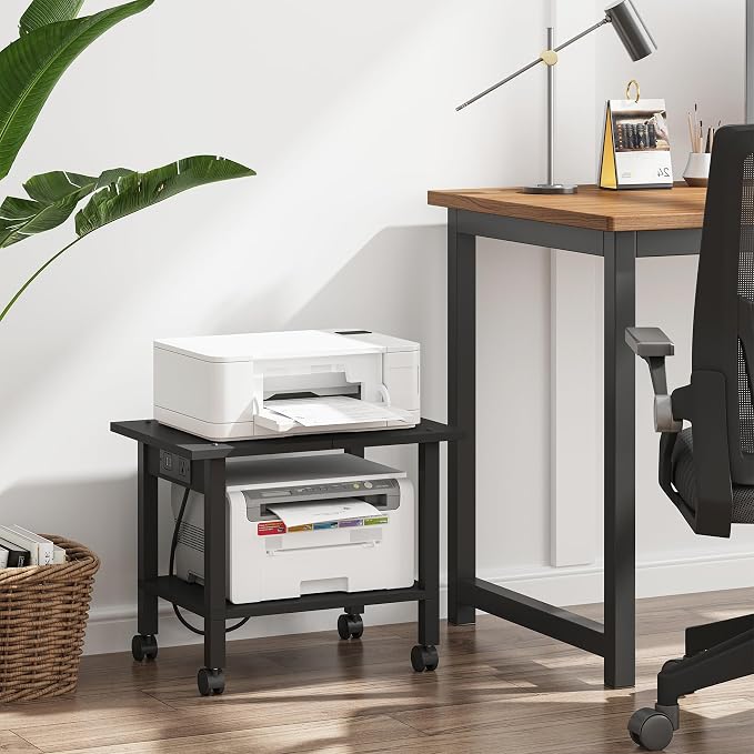 TUTOTAK 2 Tier Printer Stand, Rolling Printer Cart - Image 3