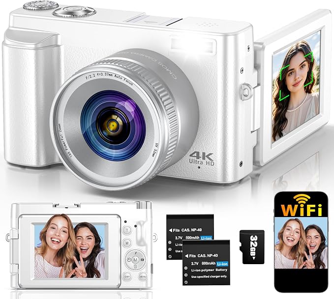 4K Digital Camera for Photography Autofocus, 64MP WiFi Vlogging Camera for by TEFTYMON