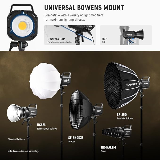 NEEWER FS300B 300W LED Studio Video Light, Bi Color COB Continuous Lighting - Image 8