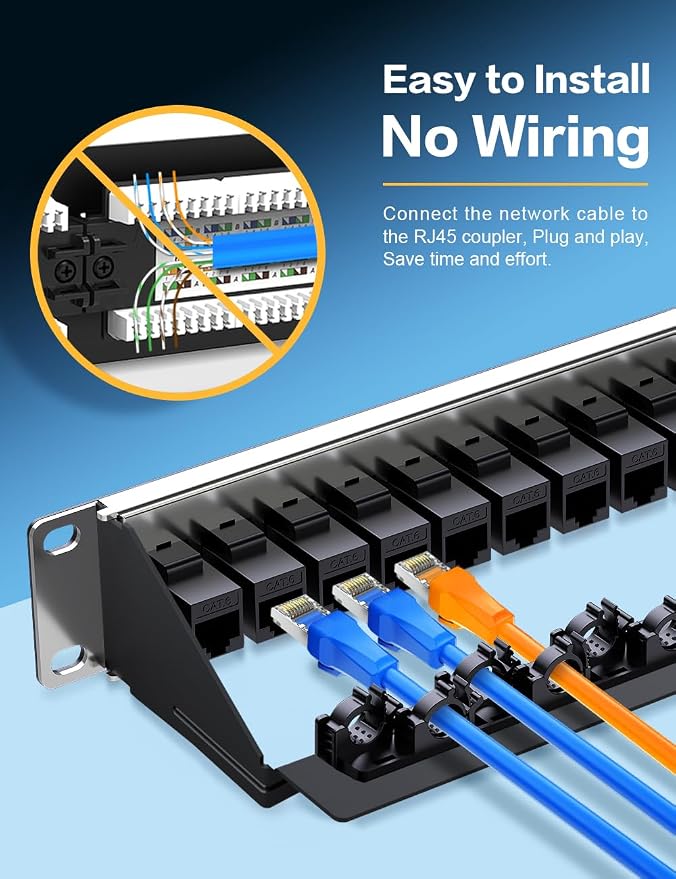 24 Port Patch Panel Cat6 Keystone Patch Panel 1U UTP - Image 3