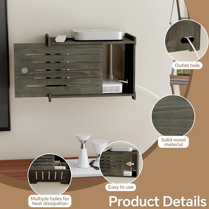 Wooden WiFi Router Storage Box Hider Shelf, Decorative Projector Box Hider Rack - Image 3