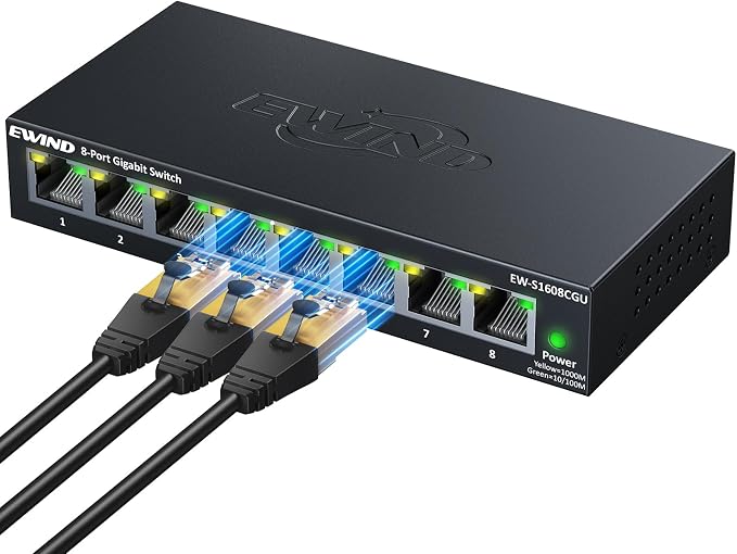 EWIND 2025 Upgraded 8 Port Gigabit Ethernet Switch by EWIND