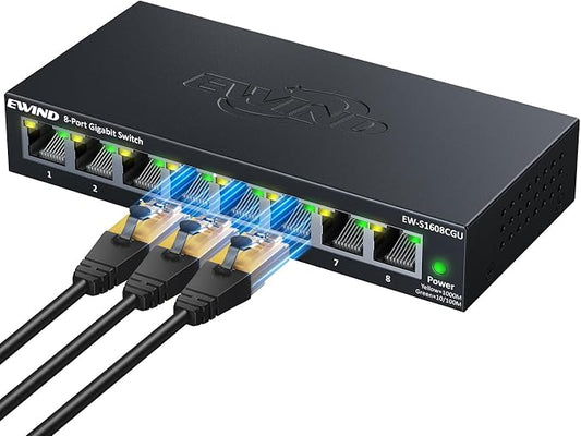 EWIND 2025 Upgraded 8 Port Gigabit Ethernet Switch by EWIND