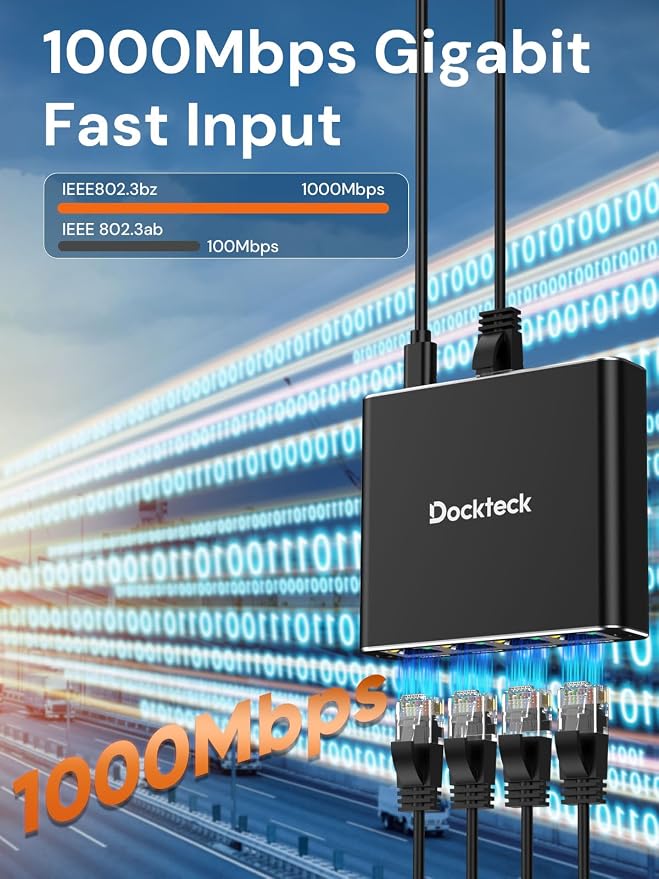Ethernet Splitter 1 to 4 1000Mbps, Dockteck Internet Cable Splitter 1 in 4 Out - Image 3