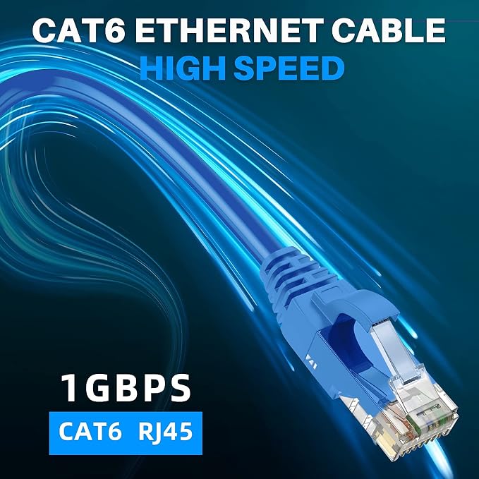 Adoreen Cat 6 Ethernet Cable 200 Ft-Blue, Outdoor & Indoor Snagless Long Round - Image 5