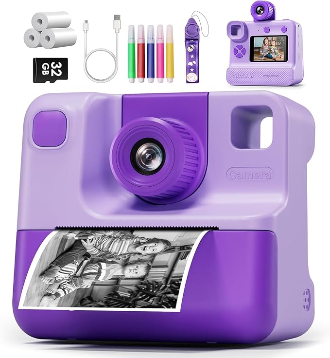 Kids Camera Instant Print, Christams Birthday Gifts by GREENKINDERKidsCamera