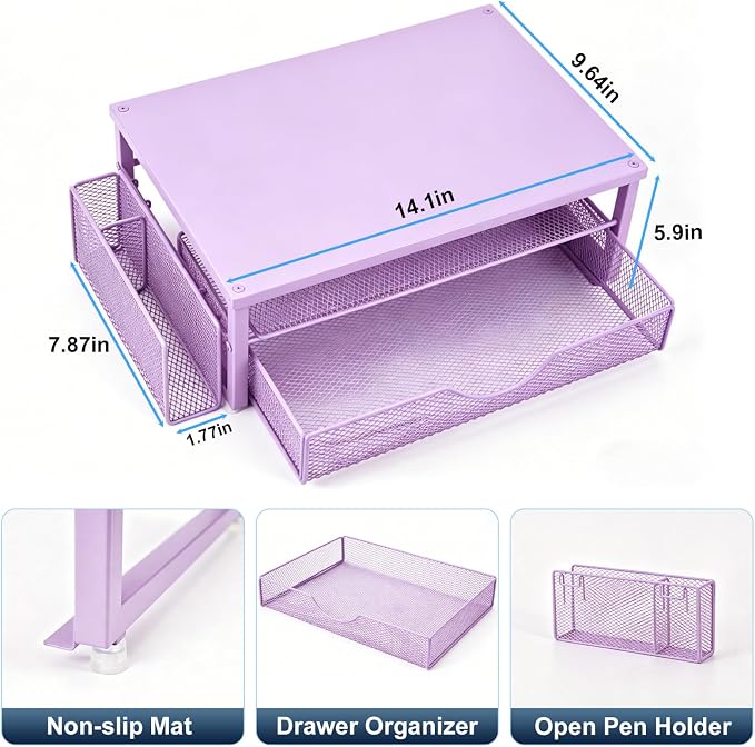 Spacrea Desk Organizer and Accessories, Computer Monitor Stand Riser - Image 5