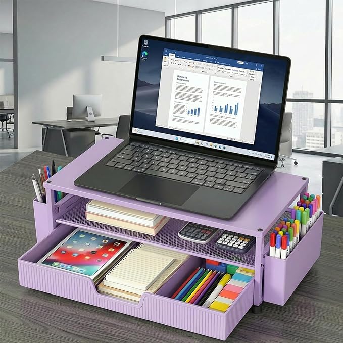ECOLOVI Desk Organizer and Accessories, 2-Tier Computer Monitor Stand Rise - Image 6