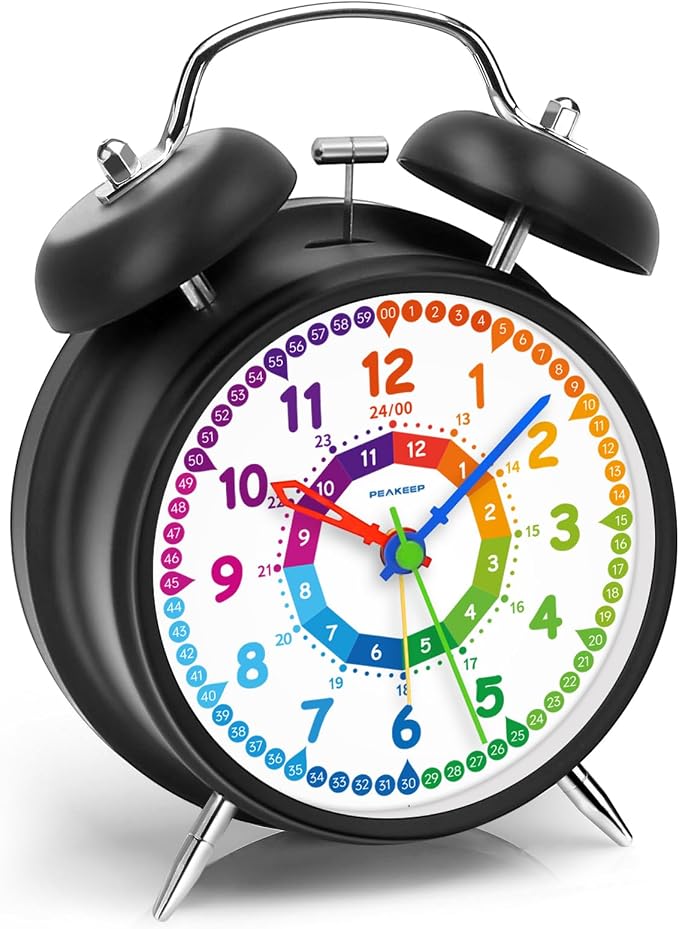 Peakeep Loud Alarm Clock for Kids Learning Telling Time Teaching Clock by PEAKEEP