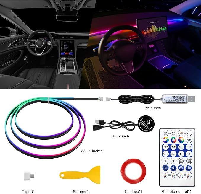 Dreamcolor Acrylic Interior Car LED Strip Light - Image 3