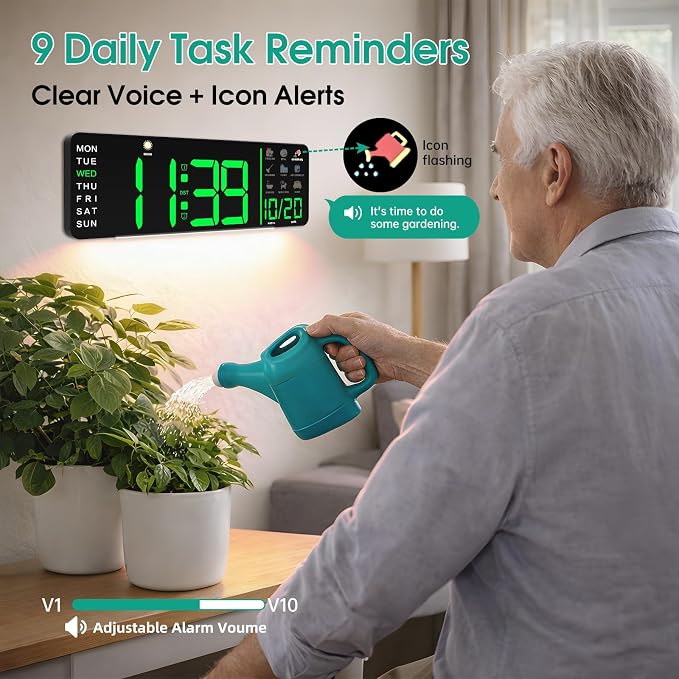 Hoifen Clock with Day and Date for Seniors, Remote Control, Night Light - Image 3
