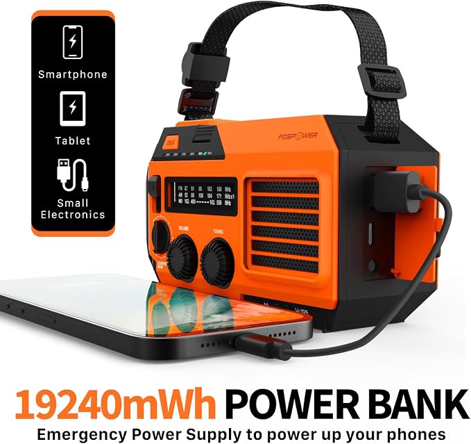 FosPower NOAA Emergency Weather Radio A6 19240mWh Portable Power Bank, - Image 3