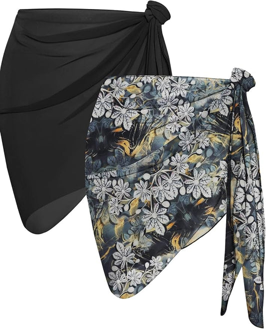 CHICGAL 2 Pieces Women Beach Sarong Bathing Suit Wrap Skirt Sheer Bikini by CHICGAL