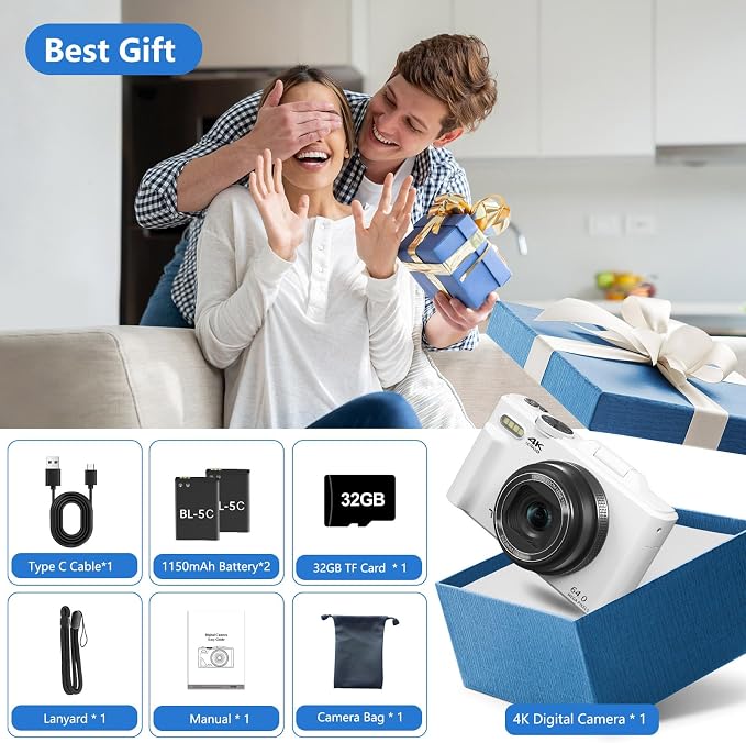 Digital Camera for Photography, 4K Vlogging Camera for YouTube 3" 180° Flip - Image 7
